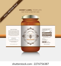 Honey design and natural honey label with vector new honey jar label product sticker design creative packaging gold honey and black food label food.