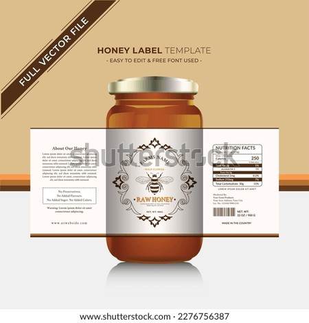 Honey design and natural honey label with vector new honey jar label product sticker design creative packaging gold honey and black food label food.