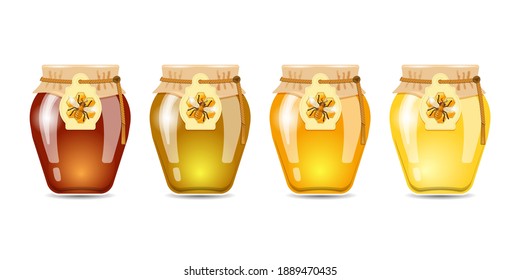 Honey of different type set. vector illustration.