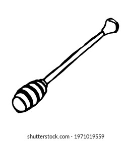 Honey dipper black contour vector clip art