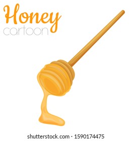 Honey dipper cartoon vector illustration, isolated cute clip-art.