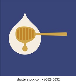 Honey dipper with drip of milk