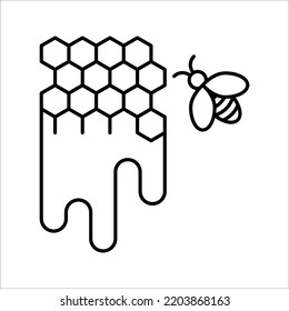 Honey dipper with drop icon. Symbol of beekeeping. vector illustration on white backgroumd.