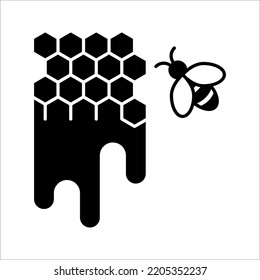 Honey dipper with drop icon. Symbol of beekeeping. vector illustration on white backgroumd.