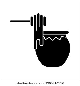 Honey dipper with drop icon. Symbol of beekeeping. vector illustration on white backgroumd.