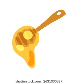 Honey Dipper Flat Cartoon Icon. Sweet dripping honey in bright golden tones on white background.