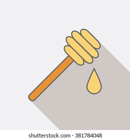 Honey dipper flat icon.
