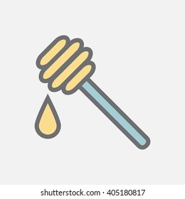 Honey dipper flat icon.