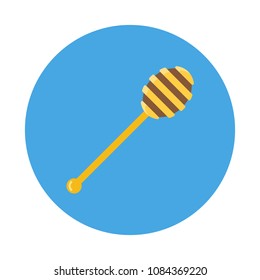 Honey dipper flat icon with long shadow isolated on blue background. Simple Honey dipper in flat style, vector illustration for web and mobile design.
