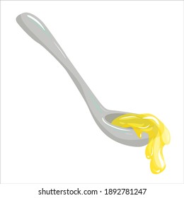 honey dipper. hand drawn honey spoon in cartoon style. bee honey or maple syrup. Vector illustration isolated on white background.