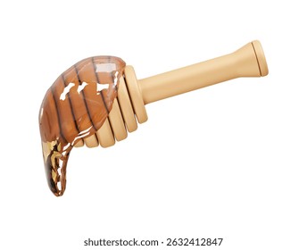 Honey dipper with honey icon 3d rendering illustration