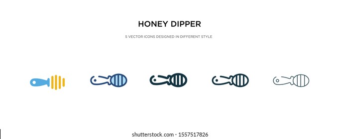 honey dipper icon in different style vector illustration. two colored and black honey dipper vector icons designed in filled, outline, line and stroke style can be used for web, mobile, ui
