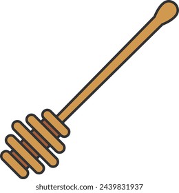 Honey dipper icon. Flat color design. Vector illustration.