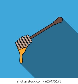 Honey dipper icon in flat style isolated on white background. Apiary symbol stock vector illustration