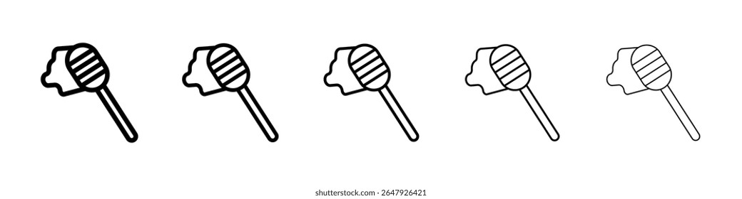 Vector aislado del icono del cucharón de la miel en el sistema blanco del fondo
