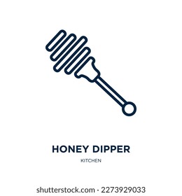 honey dipper icon from kitchen collection. Thin linear honey dipper, dipper, honey outline icon isolated on white background. Line vector honey dipper sign, symbol for web and mobile