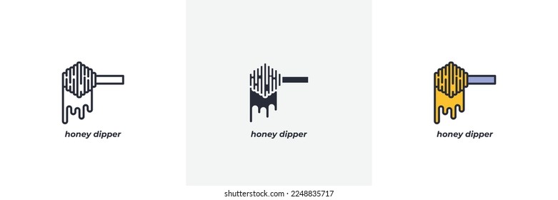 honey dipper icon. Line, solid and filled outline colorful version, outline and filled vector sign. Idea Symbol, logo illustration. Vector graphics