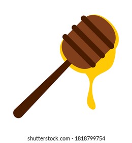 honey dipper icon over white background, flat style, vector illustration