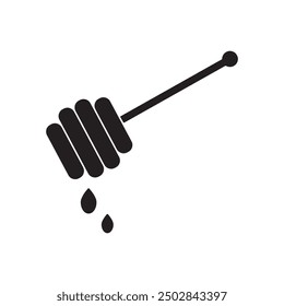 Honey dipper icon, Vector graphic flat black trendy style illustration for web and app on white background..eps