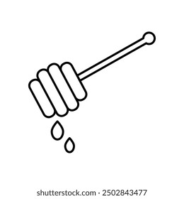 Icono del cucharón de la miel, ilustración lineal simple gráfica del Vector para el Web y el App en el fondo blanco.. eps