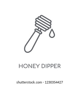 honey dipper linear icon. Modern outline honey dipper logo concept on white background from kitchen collection. Suitable for use on web apps, mobile apps and print media.