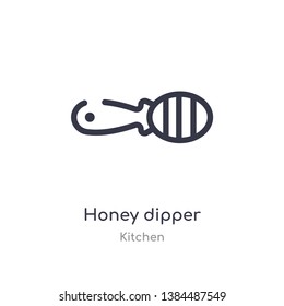 honey dipper outline icon. isolated line vector illustration from kitchen collection. editable thin stroke honey dipper icon on white background