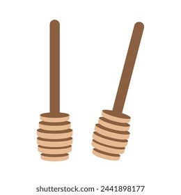 Honey dipper stick flat vector illustration on white background