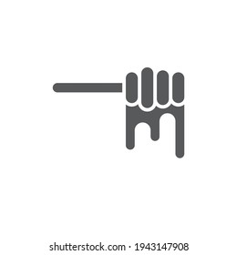Honey dipper stick icon isolated on white background. Honey ladle. Set icons colorful square buttons. Vector Illustration