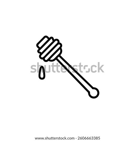 Honey dipper stick icon, honey stick icon vector illustration isolated on white background. Honey ladle. Square button.