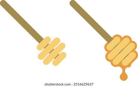 Palillo de la cuchara de la miel con la miel aislada.