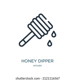 honey dipper thin line icon. bee, natural linear icons from kitchen concept isolated outline sign. Vector illustration symbol element for web design and apps.