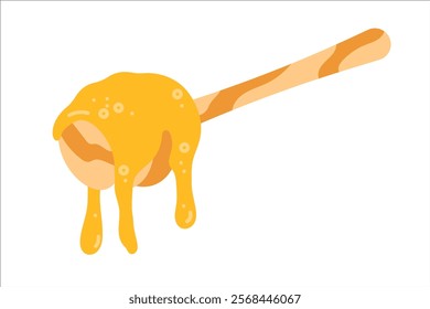 Honey dipper with honey. Vector simple color flat illustration.