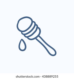 Icono de dibujo vectorial de miel aislado en el fondo. Dibujó a mano un icono de la cuentagotas. Icono de sketch del cuentagotas de miel para infografía, sitio web o aplicación.