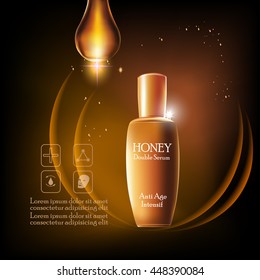 Honey double Serum and Vitamin Beauty Concept Skin Care Cosmetic.Background Vector Concept , serum anti age intensive