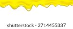 Honey drip background. Flowing and dripping realistic maple syrup. Oil splash and drop or melted butter texture. Sticky amber liquid. Vector lemon, orange, banana or apple jam. Yellow slime.