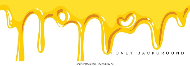 Fondo de goteo de miel con goteos derretidos sobre fondo blanco cremoso.	