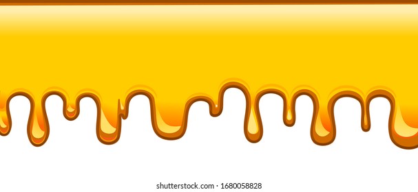 Honey drip background vector. The jets flow down. Simple flat style. Design element for the label of honey products. Isolated on a white background.