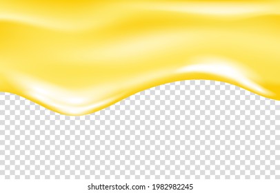 Honey Drip. Golden Syrup, Caramel, Jam, Liquid Oil. Yellow Paint. Dripping Pineapple, Lemon, Orange, Mango Jelly. Vector Juice Background. 