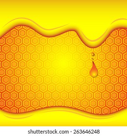 honey drip on honey comb background