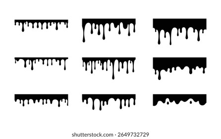 Honey drip silhouette sticky syrup drop vector set