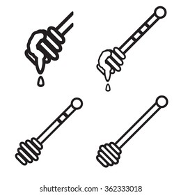 Honey dripper icon in four variations. Vector eps 10.