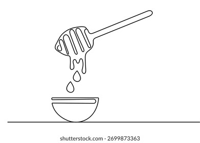 Mel gotejamento contínuo um desenho de linha e estilo minimalista isolar contorno vetor ilustração