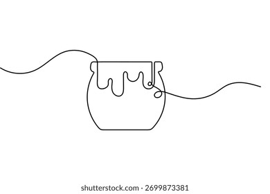 Mel gotejamento contínuo um desenho de linha e estilo minimalista isolar contorno vetor ilustração