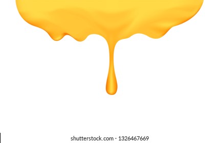 honey dripping with honey dipper isolated on white background, honey liquid drop golden of honeycomb for banner graphic, honey drip splash flowing from top, syrup sweet and sticky flowing splash drip
