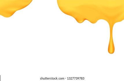 honey dripping with honey dipper isolated on white background, honey liquid drop golden of honeycomb for banner graphic, honey drip splash flowing from top, syrup sweet and sticky flowing splash drip