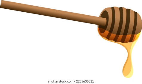 Honey dripping from dripper on isolated background. Vector illustration. 