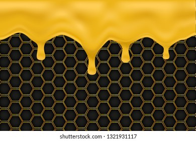 Honey dripping with honeycomb background, vector, illustration, eps 10 file