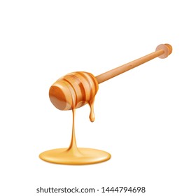 honey dripping isolated on white background