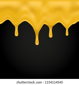 Honey dripping on black background