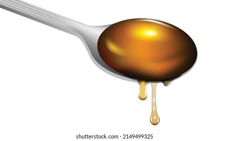 Honey dripping from spoon on white background,vector image